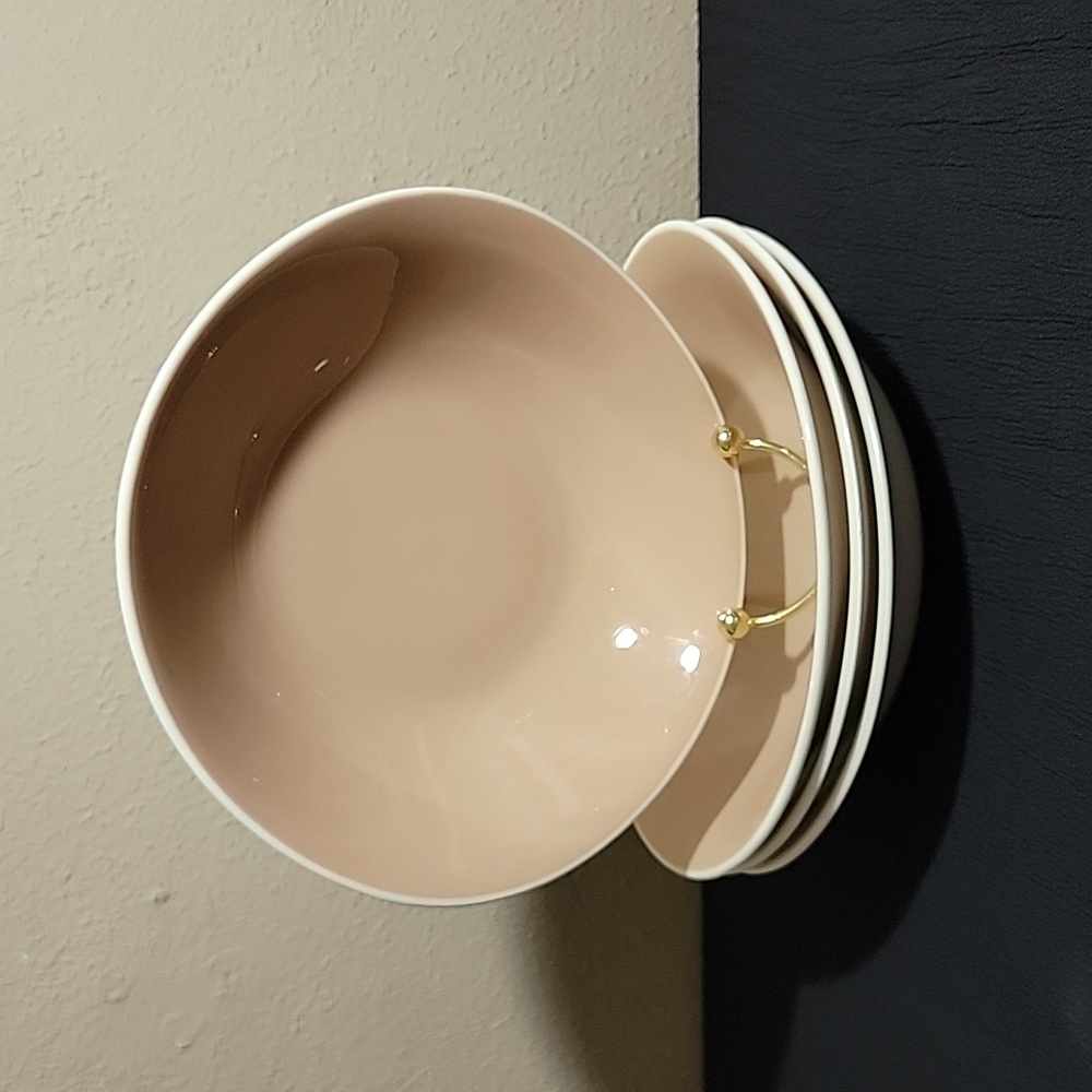 Harkerware MCM Pink Tan Oval Soup Bowls